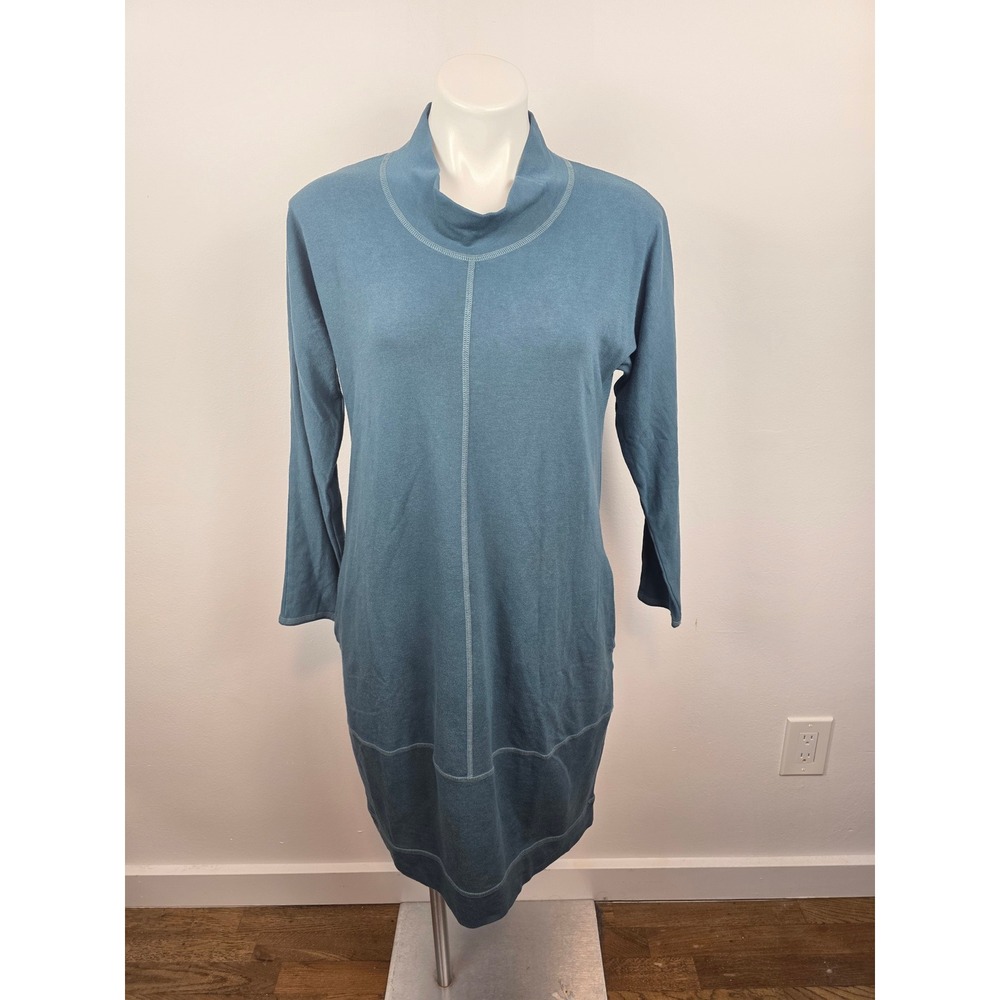 Lisa Bayne Blue Mock Neck 3/4‎ Sleeve Casual Sweater Dress Women's Size XS